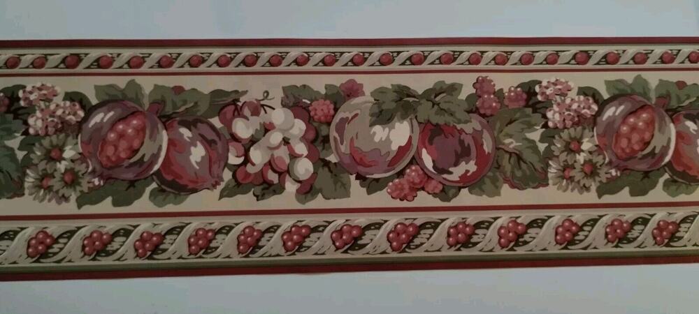 Rosedale Pre-pasted Decorative Wall Border - Fruit Pomegranate Grapes - 5 yds